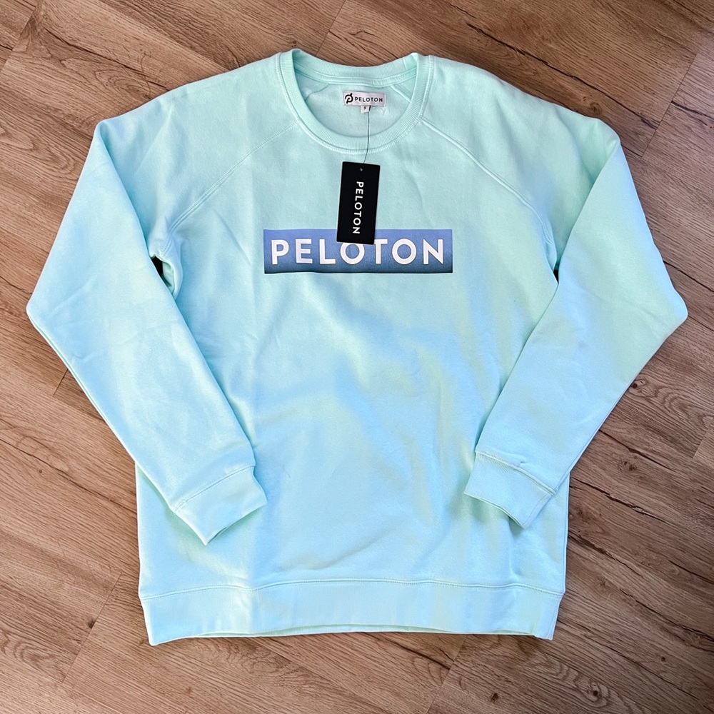 Peloton Womens Mint Blue Classic Crewneck Sweatshirt Pullover Size Small